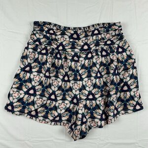 Anthropologie Boho Printed Smocked Shorts High Waist Flowy Viscose Large